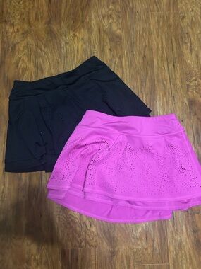 Ideology Women's Skorts — Black & Fuchsia Laser-Cut Duo